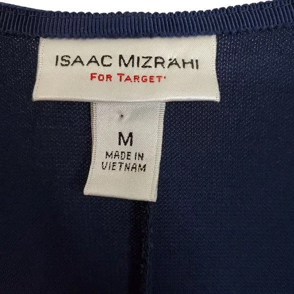 Isaac Mizrahi Target Sz M Dress Wrap Midi Flowy Knit Ribbon Tie Long Sleeve Blue - Picture 7 of 12